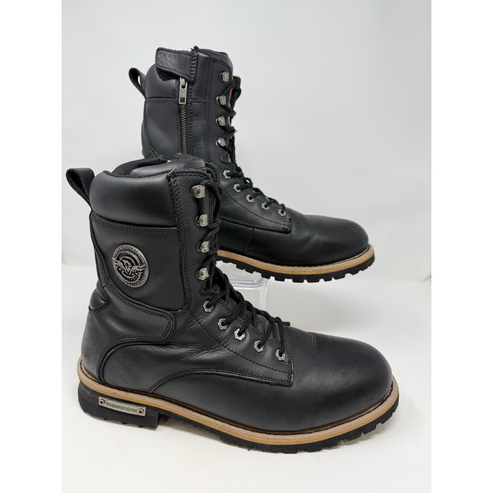 Milwaukee Leather MBM9095 Mens Black Leather Side Zip Motorcycle Boots Size 13